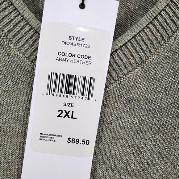 DKNY Sweater Mens 2XL Green Long Sleeve V Neck Pullover *NWT* - Picture 2 of 10